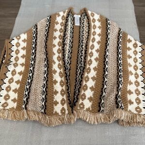 [O/S]Cocogio Chunky Knit Aztec Wool Blend Shawl/Open Cardigan - Made in Italy